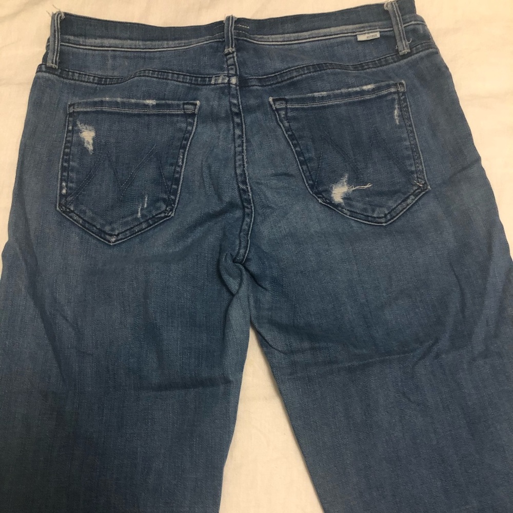 Mother distressed crop jeans